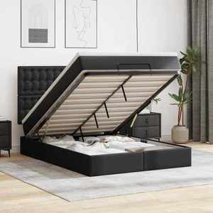 vidaXL Cadru de pat otoman cu saltele Gri deschis 160x200cm catifea imagine