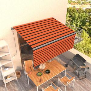vidaXL Copertină retractabilă automat cu stor portocaliu&maro 3x2, 5 m imagine