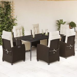 vidaXL Set mobilier de grădină cu perne, 7 piese, maro, poliratan imagine
