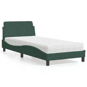 vidaXL Pat cu saltea, verde închis, 80x200 cm, catifea imagine