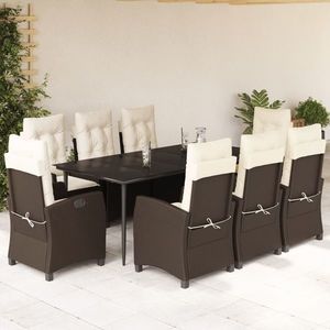 vidaXL Set mobilier de grădină cu perne, 9 piese, maro, poliratan imagine