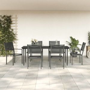 vidaXL Set mobilier de grădină, 7 piese, negru, oțel și textilenă imagine