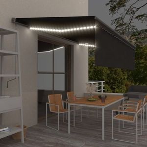 vidaXL Copertină retractabilă manual cu stor&LED, antracit, 5x3 m imagine