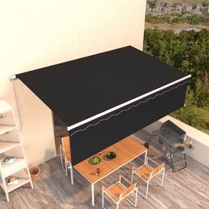 vidaXL Copertină retractabilă manual cu stor, antracit, 5x3 m imagine