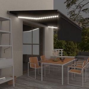 vidaXL Copertină automată cu stor&LED&senzor de vânt antracit 5x3 m imagine