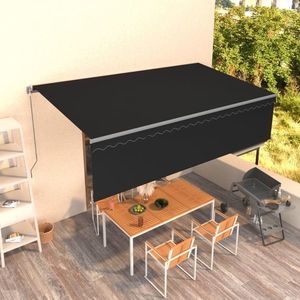 vidaXL Copertină retractabilă manual cu stor, antracit, 5x3 m imagine