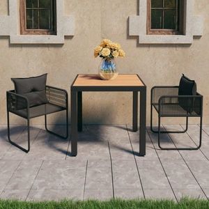 vidaXL Set mobilier masă de grădină, 3 piese, negru și maro, ratan PVC imagine