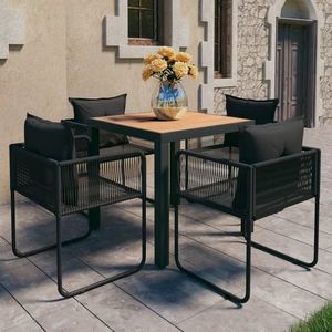 Set mobilier de exterior, 5 piese, negru, aluminiu imagine