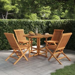vidaXL Set mobilier de exterior pliabil, 5 piese, lemn masiv de tec imagine