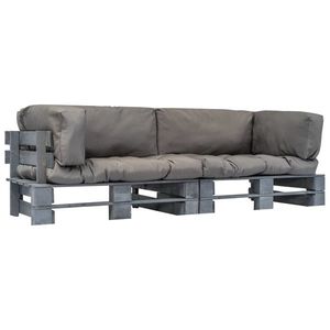 vidaXL Set canapea grădină paleți cu perne gri, 2 piese, lemn de pin imagine