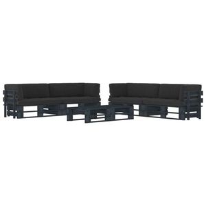 vidaXL Set mobilier paleți cu perne, 6 piese, negru, lemn pin tratat imagine