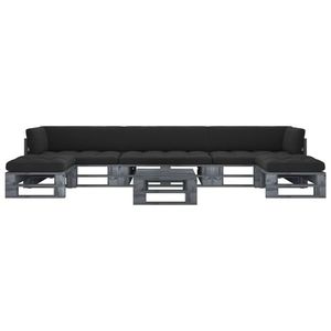 vidaXL Set mobilier din paleți cu perne, 6 piese, gri, lemn pin tratat imagine