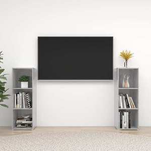 vidaXL Dulapuri TV, 2 buc., gri beton, 107x35x37 cm, lemn prelucrat imagine