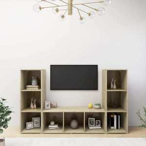 vidaXL Dulapuri TV, 3 buc stejar sonoma, 107x35x37 cm, lemn prelucrat imagine