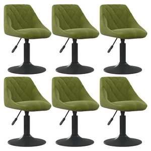 vidaXL Scaune de sufragerie pivotante 6 buc, verde deschis, catifea imagine