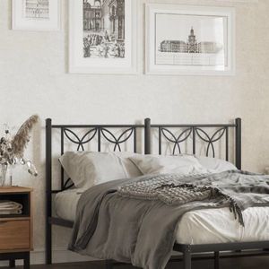 vidaXL Tăblie de pat metalică, negru, 140 cm imagine