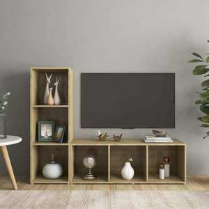 vidaXL Dulapuri TV, 2 buc stejar sonoma, 107x35x37 cm, lemn prelucrat imagine