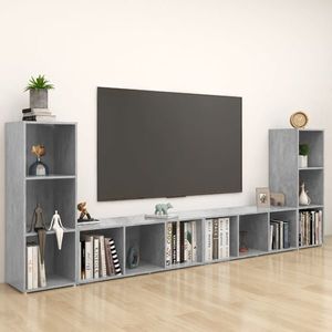 vidaXL Dulapuri TV, 4 buc., gri beton, 107x35x37 cm, lemn prelucrat imagine