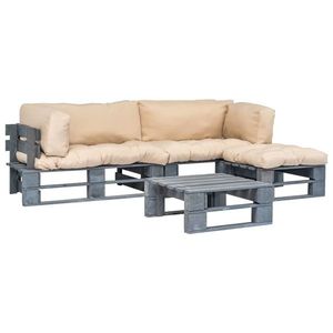 vidaXL Set mobilier de grădină din paleți perne nisipii 4 piese lemn imagine