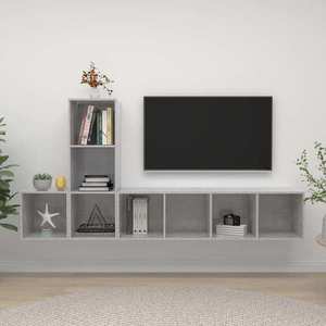 vidaXL Set de dulapuri TV, 3 piese, gri beton, lemn prelucrat imagine