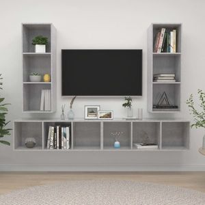 vidaXL Dulapuri TV suspendate, 4 buc, gri beton, lemn prelucrat imagine