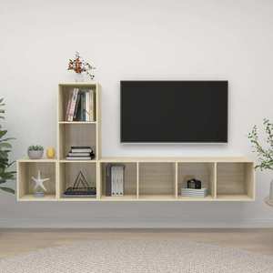 vidaXL Set de dulapuri TV, 3 piese, stejar sonoma, lemn prelucrat imagine
