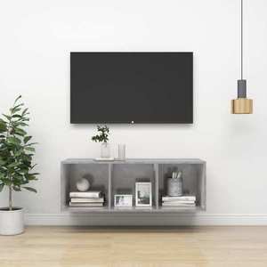 vidaXL Dulap TV montat pe perete, gri beton, 37x37x107 cm, PAL imagine