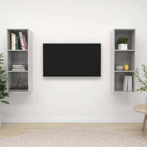 vidaXL Dulapuri TV suspendate, 2 buc, gri beton, lemn prelucrat imagine