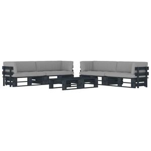 vidaXL Set mobilier paleți cu perne, 6 piese, negru, lemn pin tratat imagine