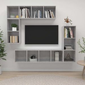 vidaXL Set dulap TV, 4 piese, gri beton, lemn prelucrat imagine