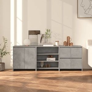 vidaXL Servante, 3 piese, gri beton, lemn prelucrat imagine