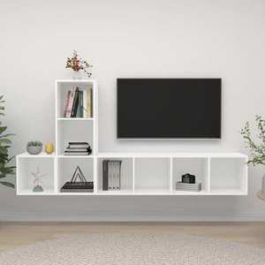 vidaXL Set de dulapuri TV, 3 piese, alb, lemn prelucrat imagine