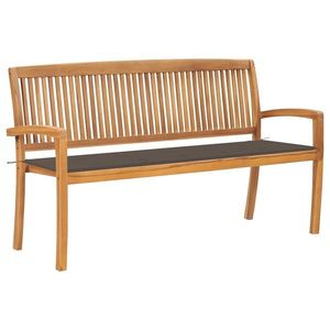 vidaXL Bancă de grădină stivuibilă cu pernă, 159 cm, lemn masiv de tec imagine