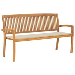 vidaXL Bancă de grădină stivuibilă cu pernă, 159 cm, lemn masiv de tec imagine
