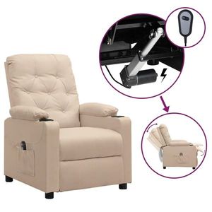 vidaXL Fotoliu rabatabil electric, crem, material textil imagine