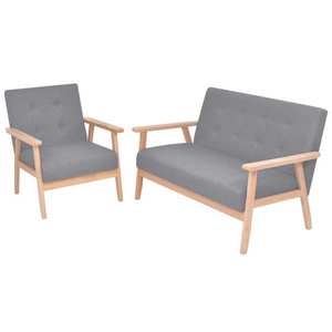 vidaXL Set canapele 2 piese Textil Gri deschis imagine