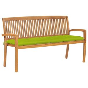 vidaXL Bancă de grădină stivuibilă cu pernă, 159 cm, lemn masiv de tec imagine