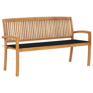 vidaXL Bancă de grădină stivuibilă cu pernă, 159 cm, lemn masiv de tec imagine