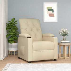 vidaXL Fotoliu rabatabil, crem, material textil imagine