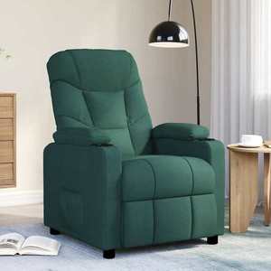 vidaXL Fotoliu de masaj, verde închis, material textil imagine