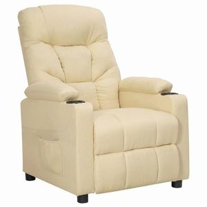vidaXL Fotoliu rabatabil, crem, material textil imagine
