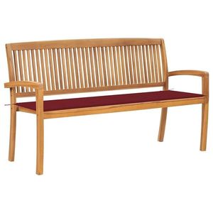 vidaXL Bancă de grădină stivuibilă cu pernă, 159 cm, lemn masiv tec imagine