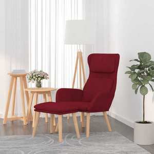 vidaXL Scaun de relaxare cu taburet, roșu vin, catifea imagine