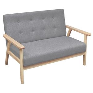 vidaXL Canapea cu 2 locuri, gri deschis, material textil imagine