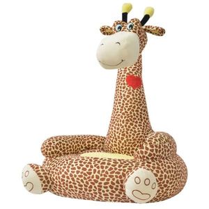 vidaXL Scaun din pluș pentru copii cu model girafă, maro imagine