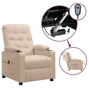 vidaXL Fotoliu de masaj electric rabatabil, crem, textil imagine