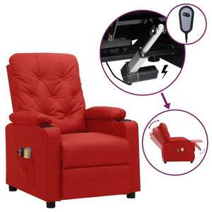 vidaXL Fotoliu de masaj electric, roșu vin, piele ecologică imagine