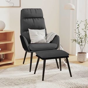 vidaXL Scaun relaxare cu taburet, gri închis, textil/piele ecologică imagine