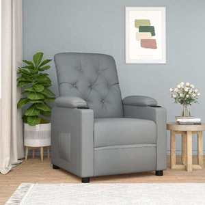 vidaXL Fotoliu rabatabil, gri deschis, material textil imagine
