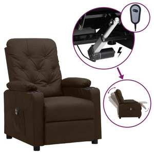 vidaXL Fotoliu rabatabil electric, maro, piele ecologică imagine